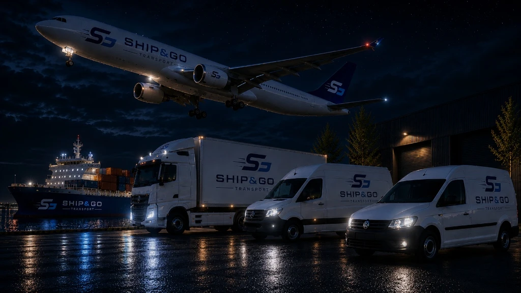 Ons team en wagenpark van Ship & Go Transport in de nacht
