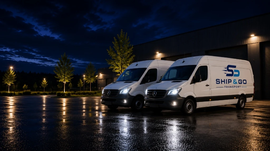 Het wagenpark en de betrouwbare service van Ship & Go Transport in de nacht